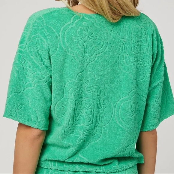 Moving Must Go! O'Neill Women's Cabana Tile Terry Cloth Top Kelly Green M - Picture 5 of 8
